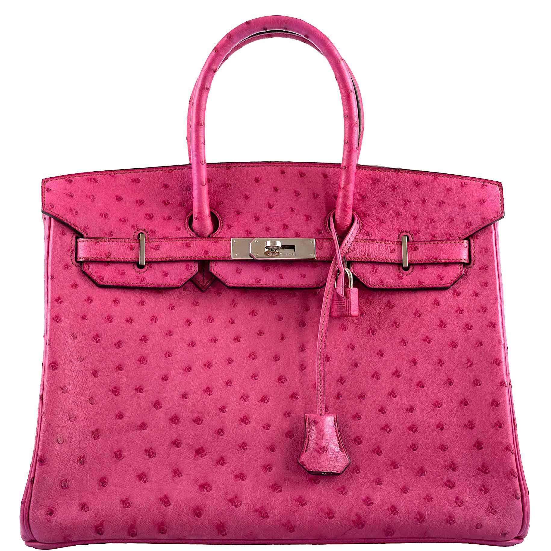 Hermes Birkin 35 Fuchsia Ostrich with Palladium Hardware -, H Square