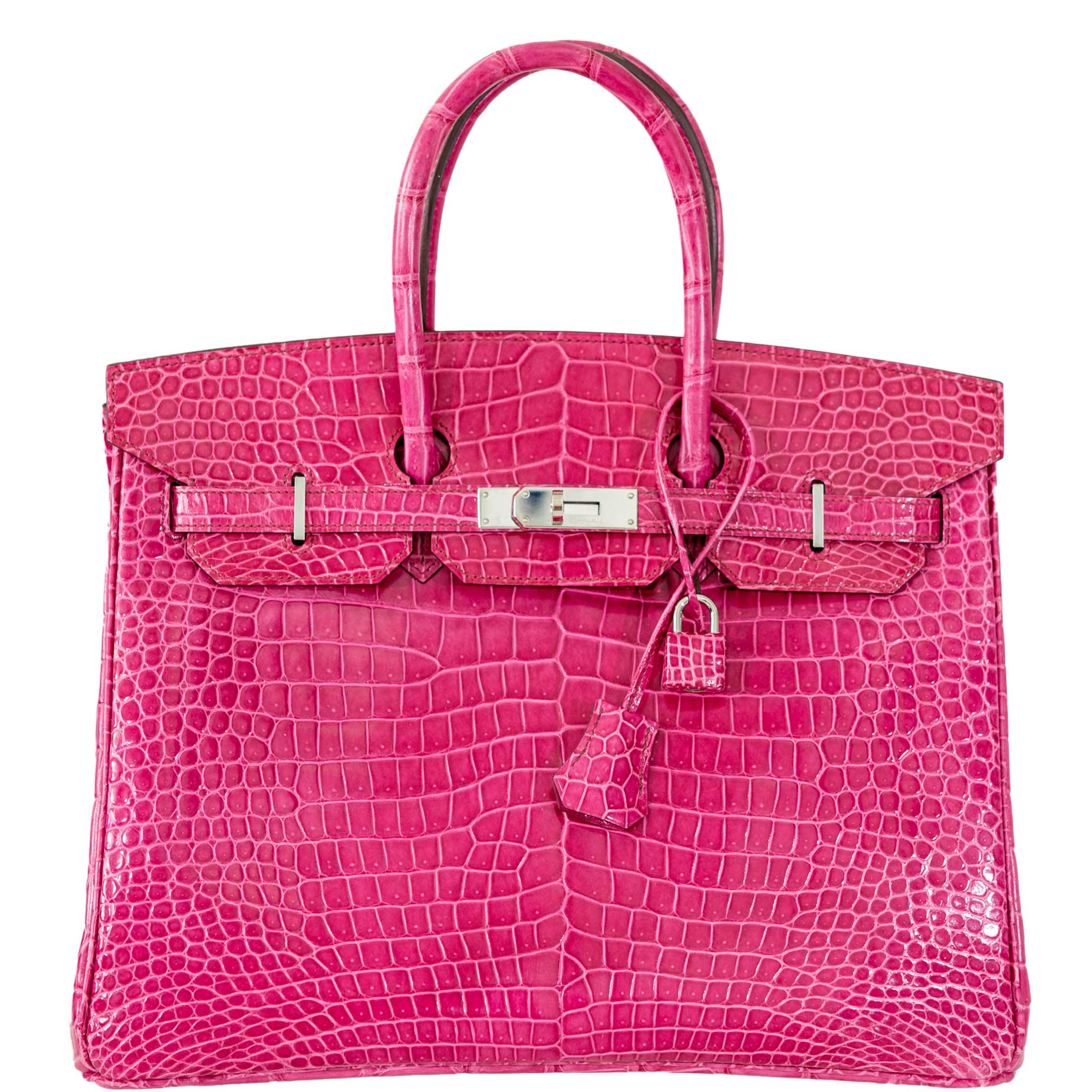 Hermes Birkin 35 Fuchsia Porosus Crocodile with Palladium Hardware -, O Square