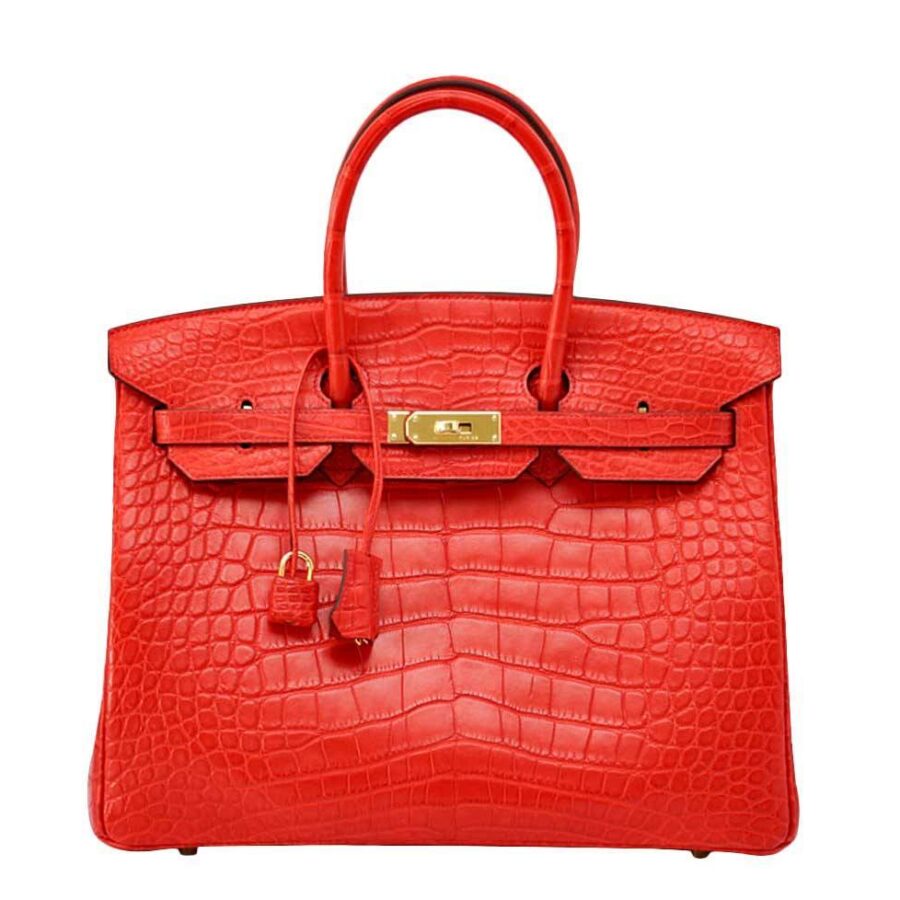 HermesBirkin 35 Geranium Alligator Bag GHW | Studio Nafay