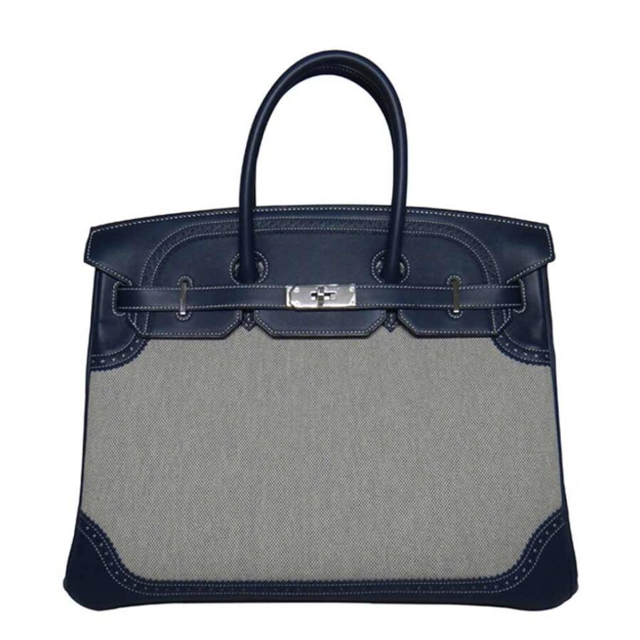 HermesBirkin Ghillies 35 Bag Blue Toile | Studio Nafay
