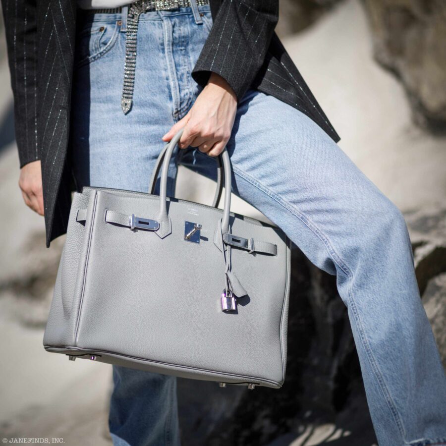 Hermes Birkin 35 Gris Mouette Verso Blue Agate Togo Palladium Hardware -, X | Studio Nafay
