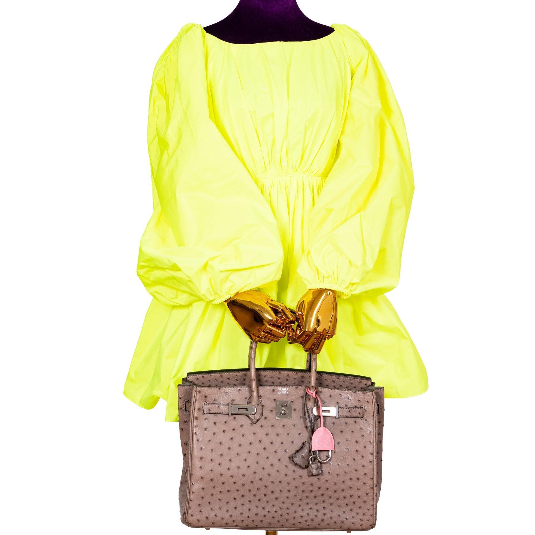 HermesBirkin 35 Gris Tourterelle Ostrich Palladium Hardware