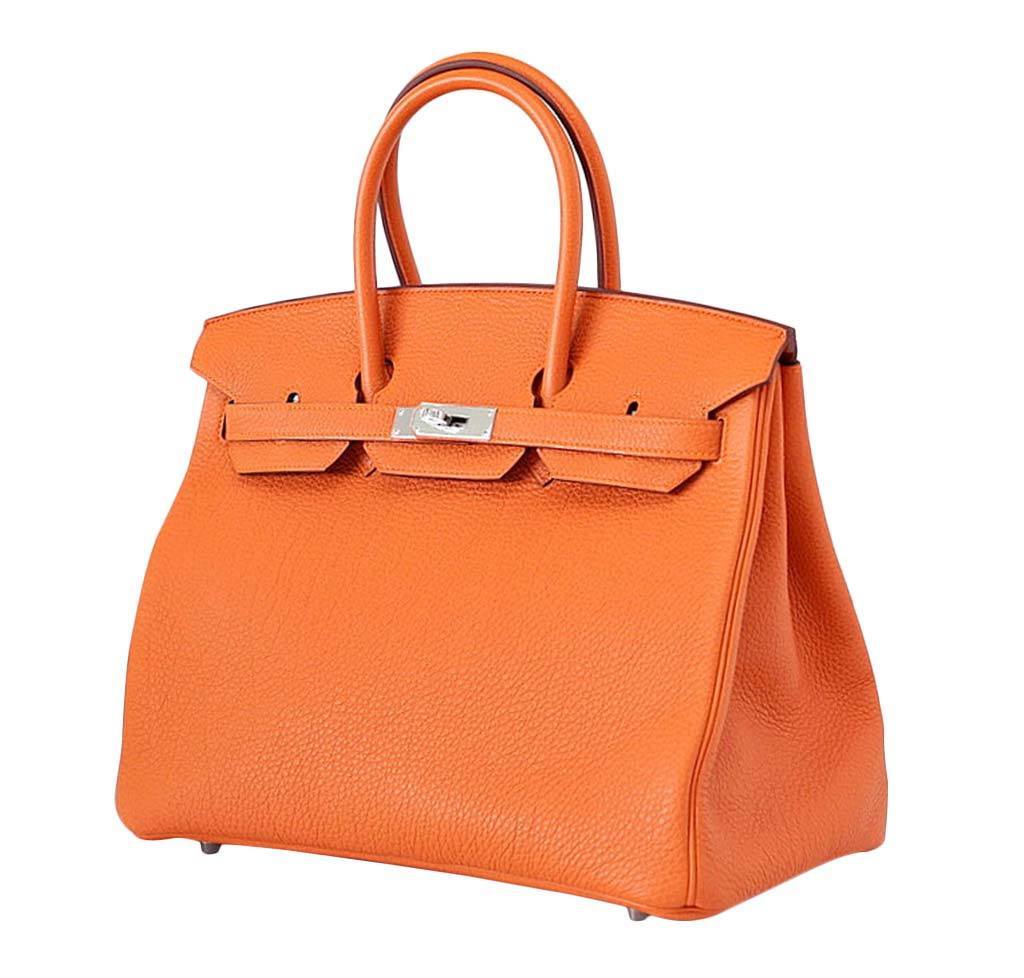 HermesBirkin 35 Bag H Orange Togo Leather