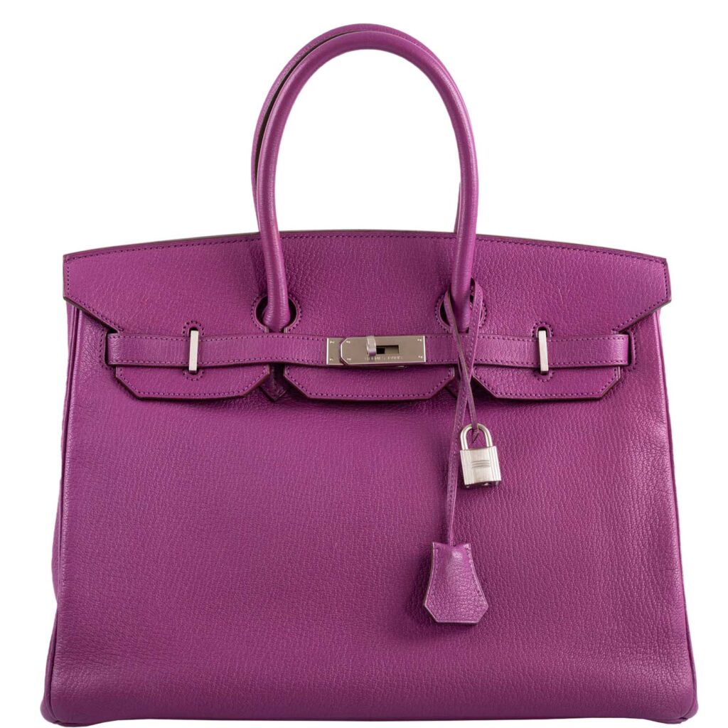 Hermes Birkin 35 HSS Cyclamen & Iris Chèvre Goatskin Brushed Palladium Hardware - M, Square - Product Image 2