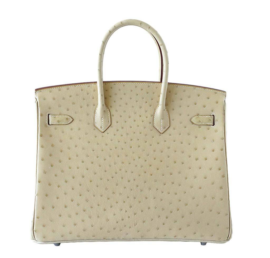 HermesBirkin 35 Ostrich Parchemin Bag PHW