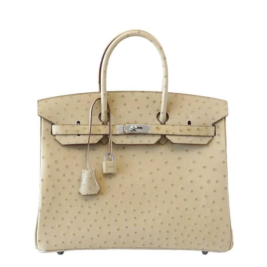 HermesBirkin 35 Ostrich Parchemin Bag PHW | Studio Nafay