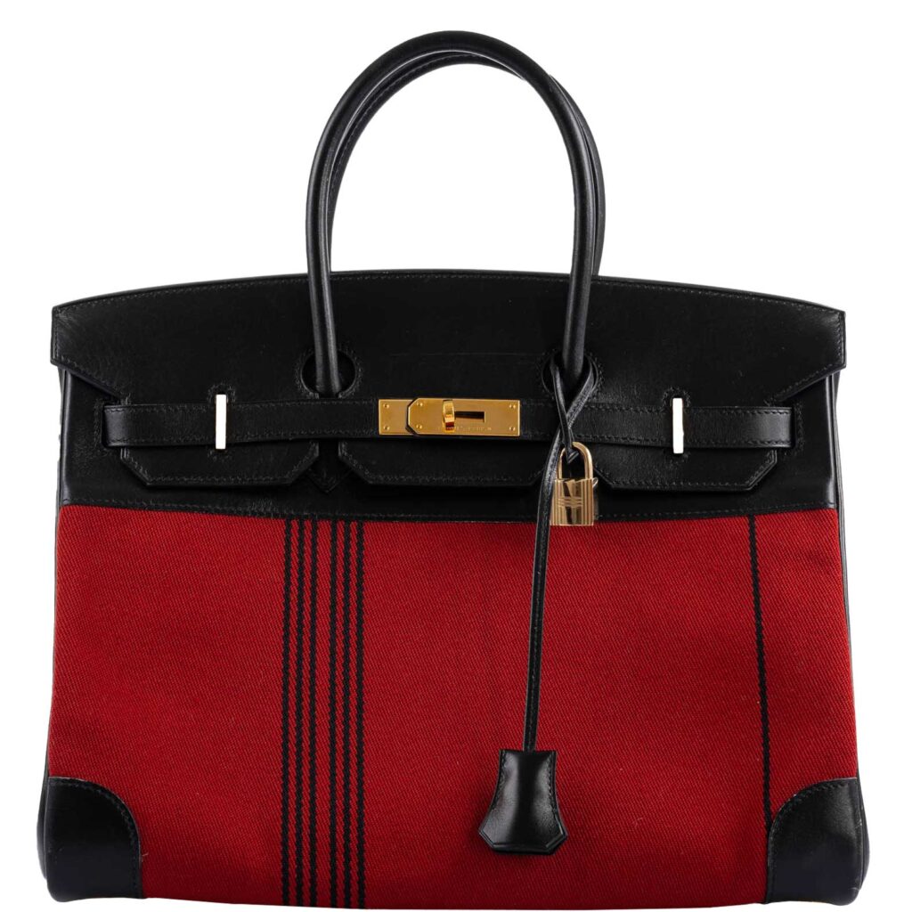 Hermes Birkin 35 Red Potamos Canvas & Black Box with Gold Hardware -, J Square - Product Image 2