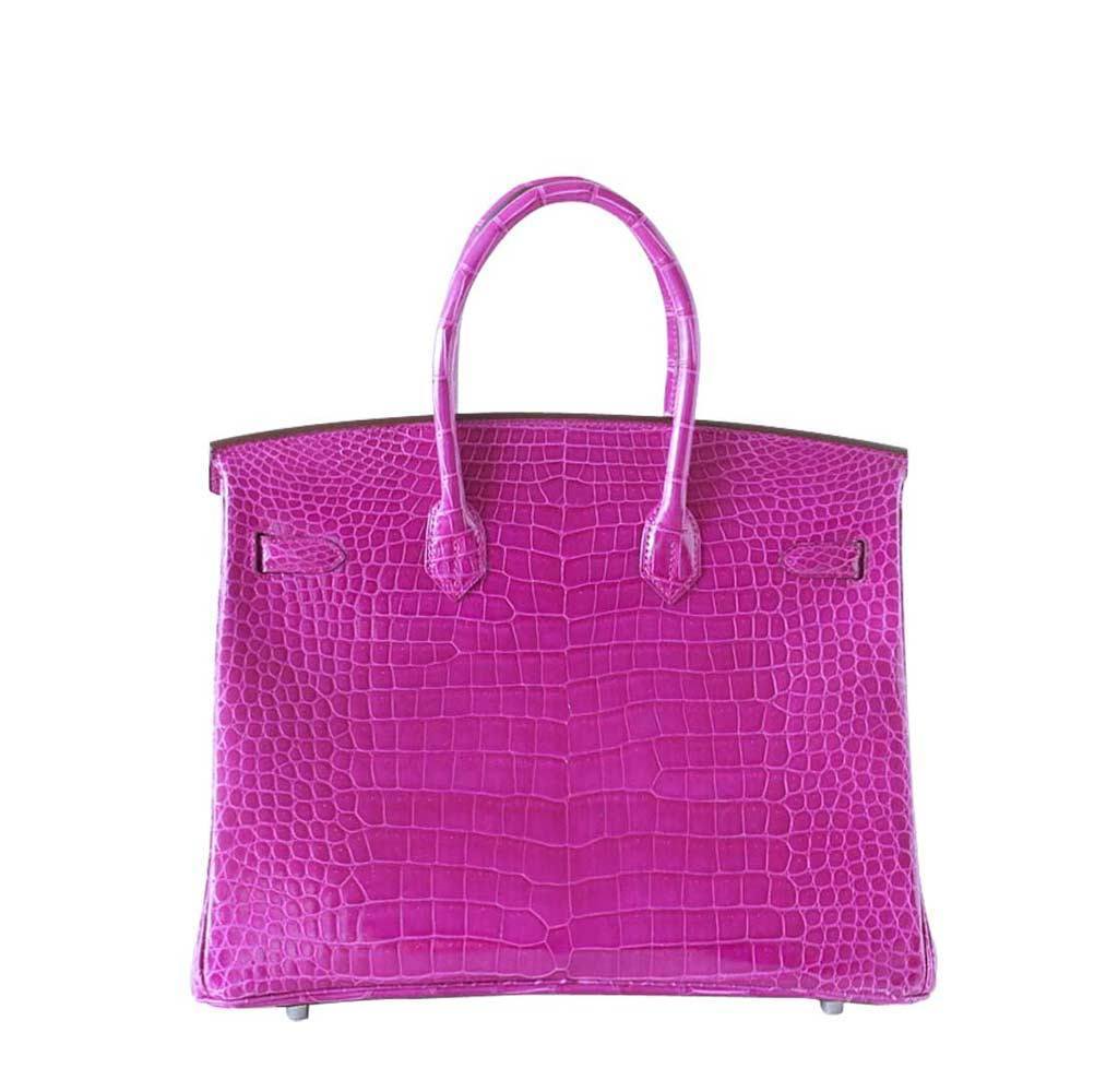 HermesBirkin 35 Rose Scheherazade Crocodile Bag