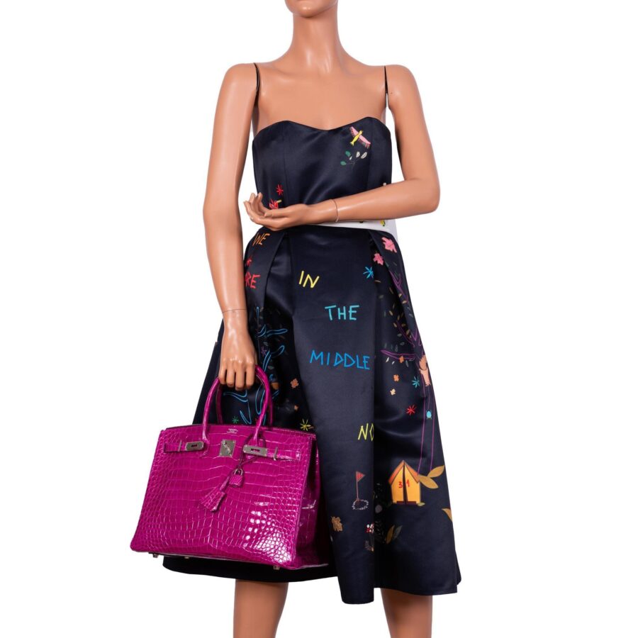 Hermes Birkin 35 Rose Scheherazade Shiny Porosus Crocodile Palladium Hardware -, Q Square | Studio Nafay
