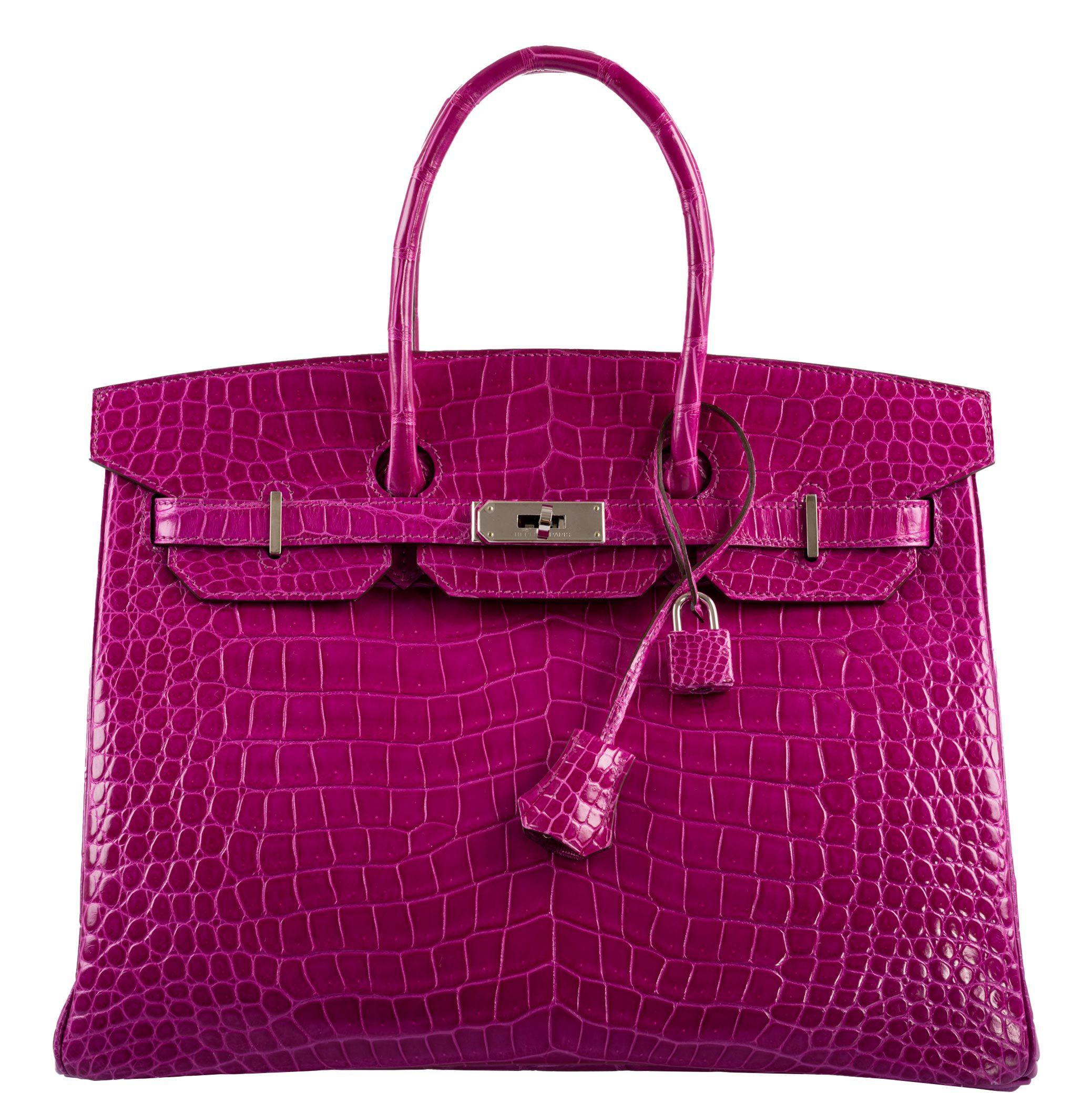 Hermes Birkin 35 Rose Scheherazade Shiny Porosus Crocodile Palladium Hardware -, Q Square