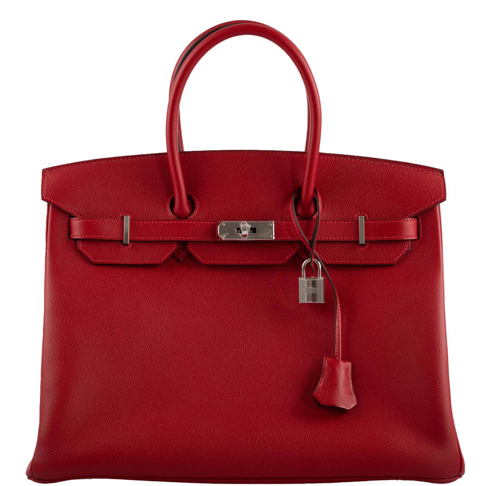 Hermes Birkin 35 Rouge Vif Epsom with Palladium Hardware -, Q Square