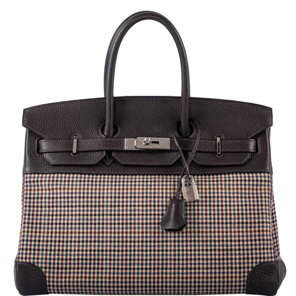 Hermes Birkin 35 Togo And Plaid Wool Lainage Palladium Hardware -Runway Bag - Product Image 2