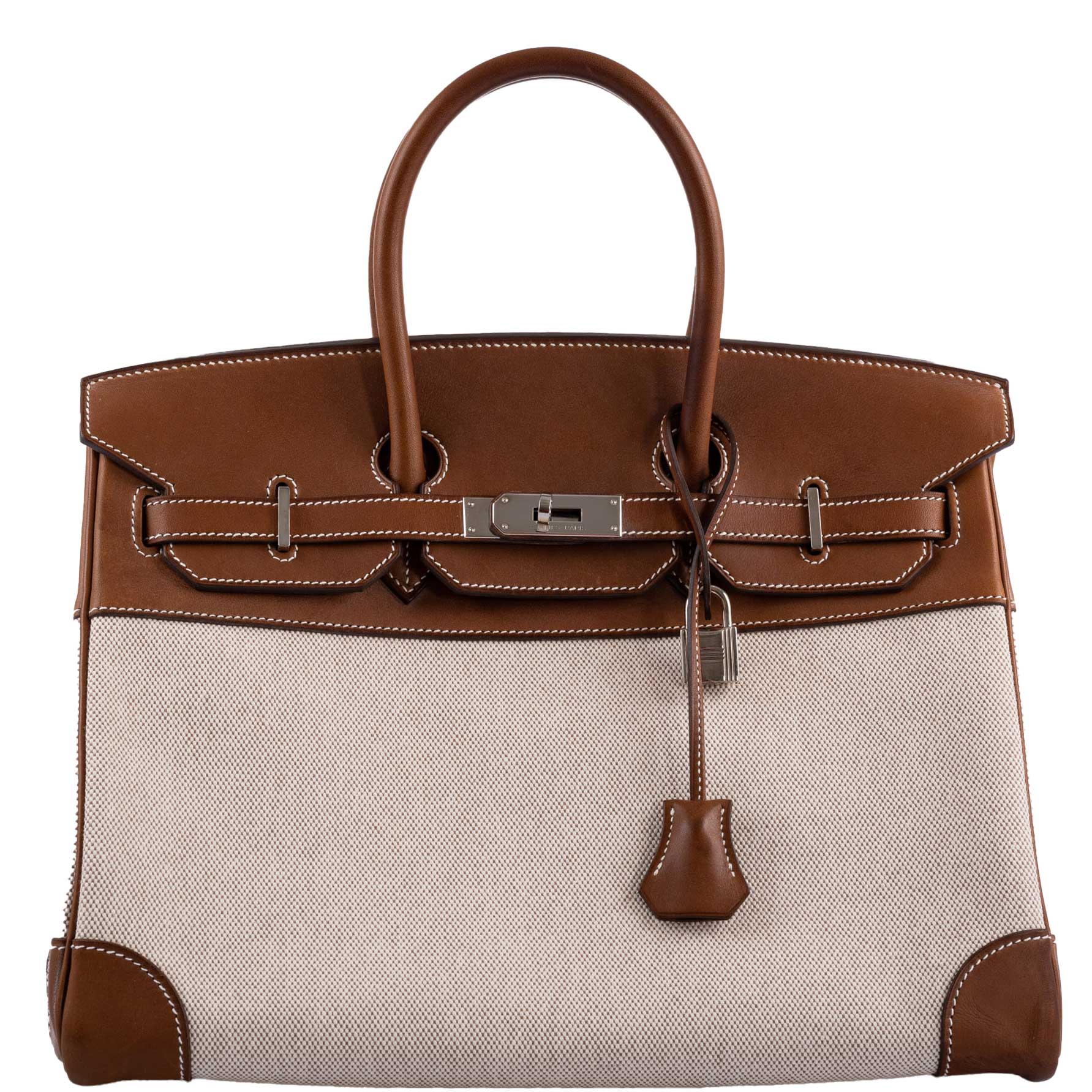Hermes Birkin 35 Toile & Barenia with Palladium Hardware -, M Square