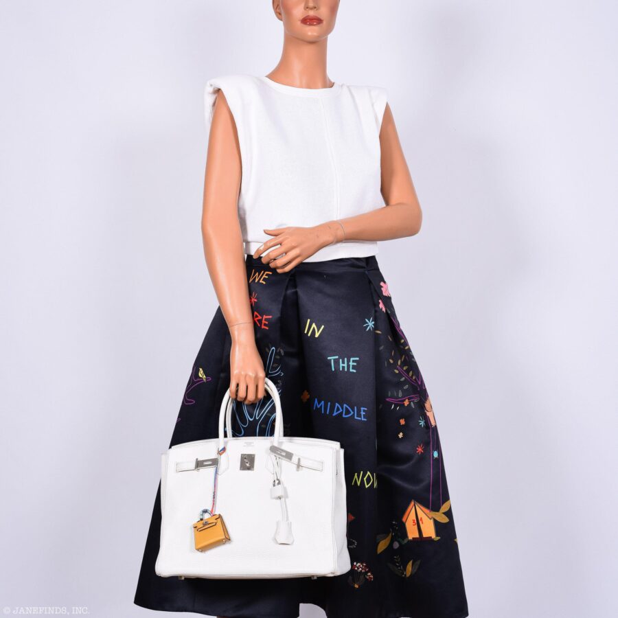 Hermes Birkin 35 White Clemence leather Palladium Hardware - N Square | Studio Nafay