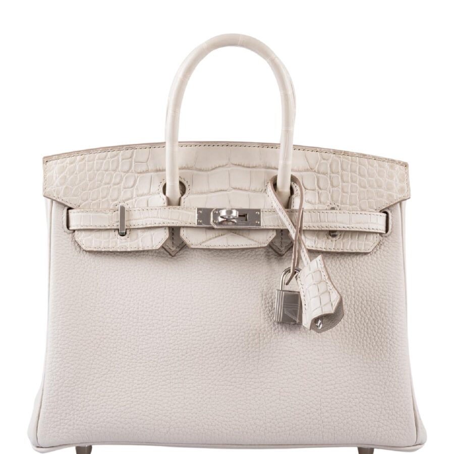 HermesBirkin Touch 25 Beton Matte Alligator & Togo Palladium Hardware | Studio Nafay