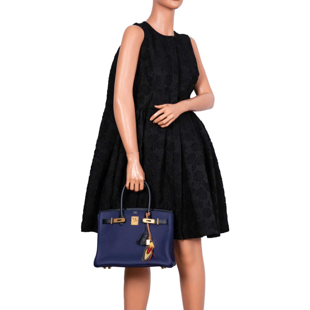HermesBirkin Touch 30 Bleu (Blue) Encre Sombrero & Bleu Obscur Taurillon Clemence Gold Hardware -, Y - Product Image 2