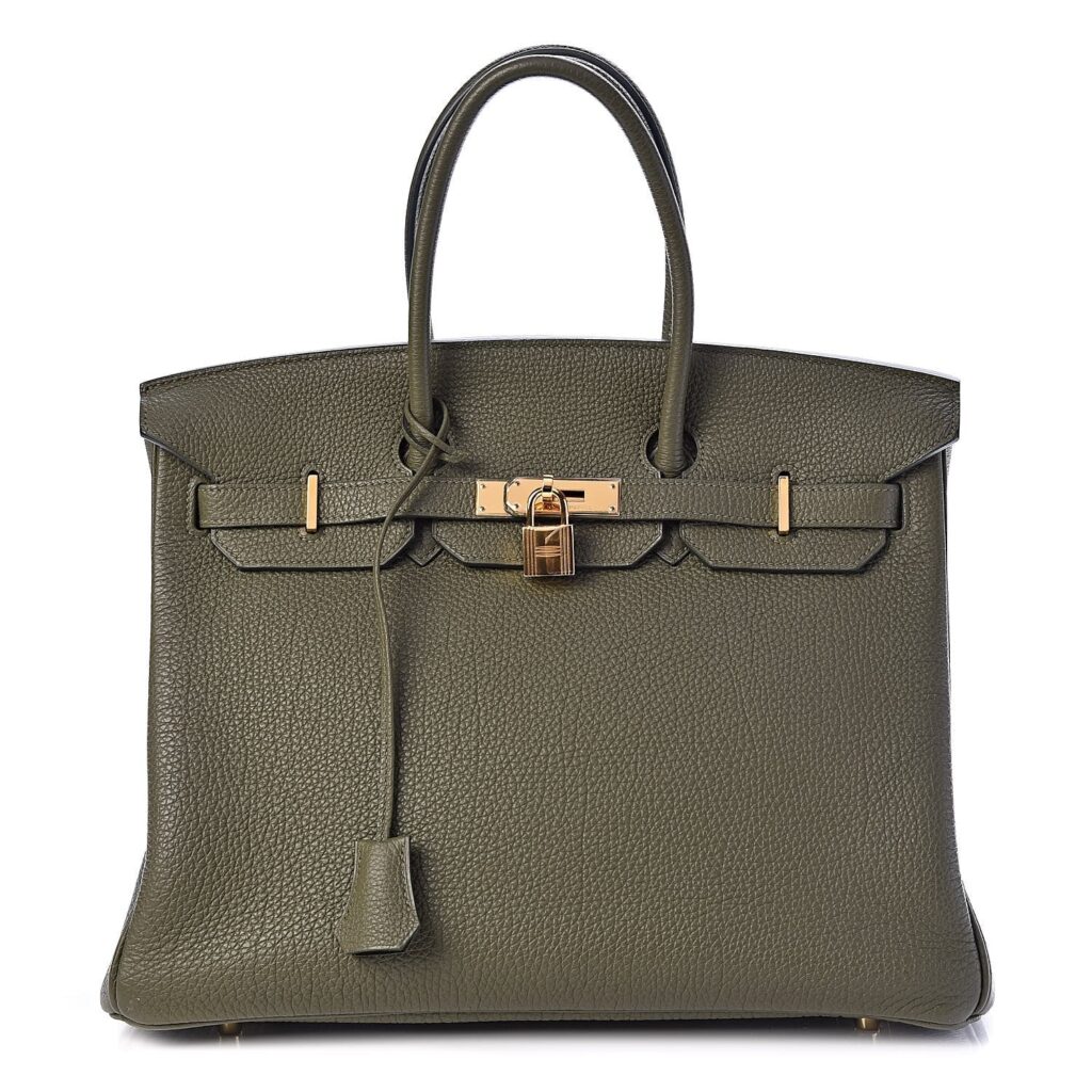 HERMÈS BIRKIN 35 TOGO LEATHER GOLD HARDWARE VERT OLIVE HANDBAG - Product Image 2