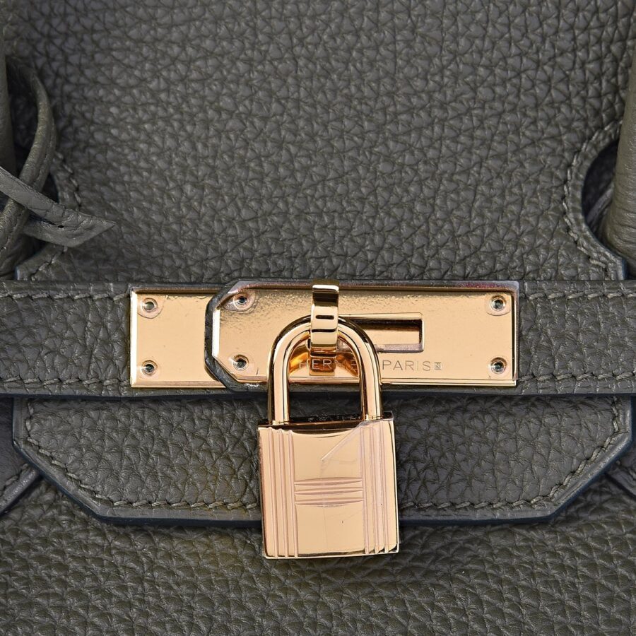 HERMÈS BIRKIN 35 TOGO LEATHER GOLD HARDWARE VERT OLIVE HANDBAG | Studio Nafay