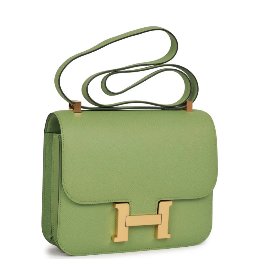 HERMÈS CONSTANCE 24 EPSOM LEATHER VERT CRIQUET GOLD HARDWARE | Studio Nafay