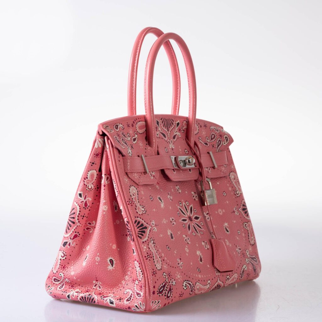 HermesCustom Painted Birkin 30 Pink Bandana Togo Palladium Hardware - JaneFinds Custom Shop - Product Image 2