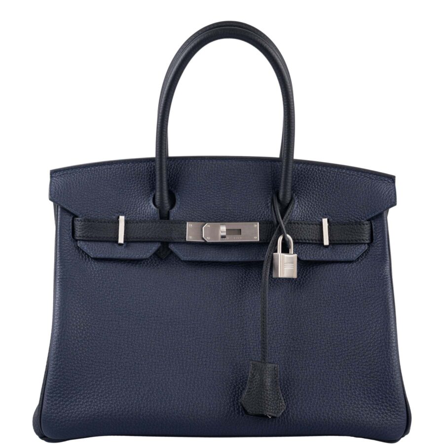 HermesHSS Birkin 30 Blue Nuit & Black Togo Brushed Palladium Hardware | Studio Nafay