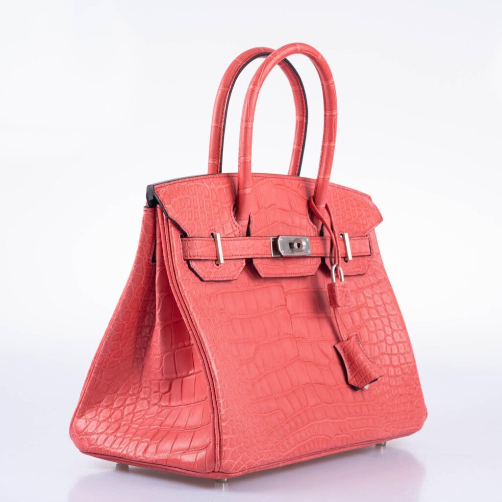 HermesHSS Birkin 30 Bougenville Matte Alligator & Blue Marine Interior with Brushed Palladium Hardware - Product Image 2