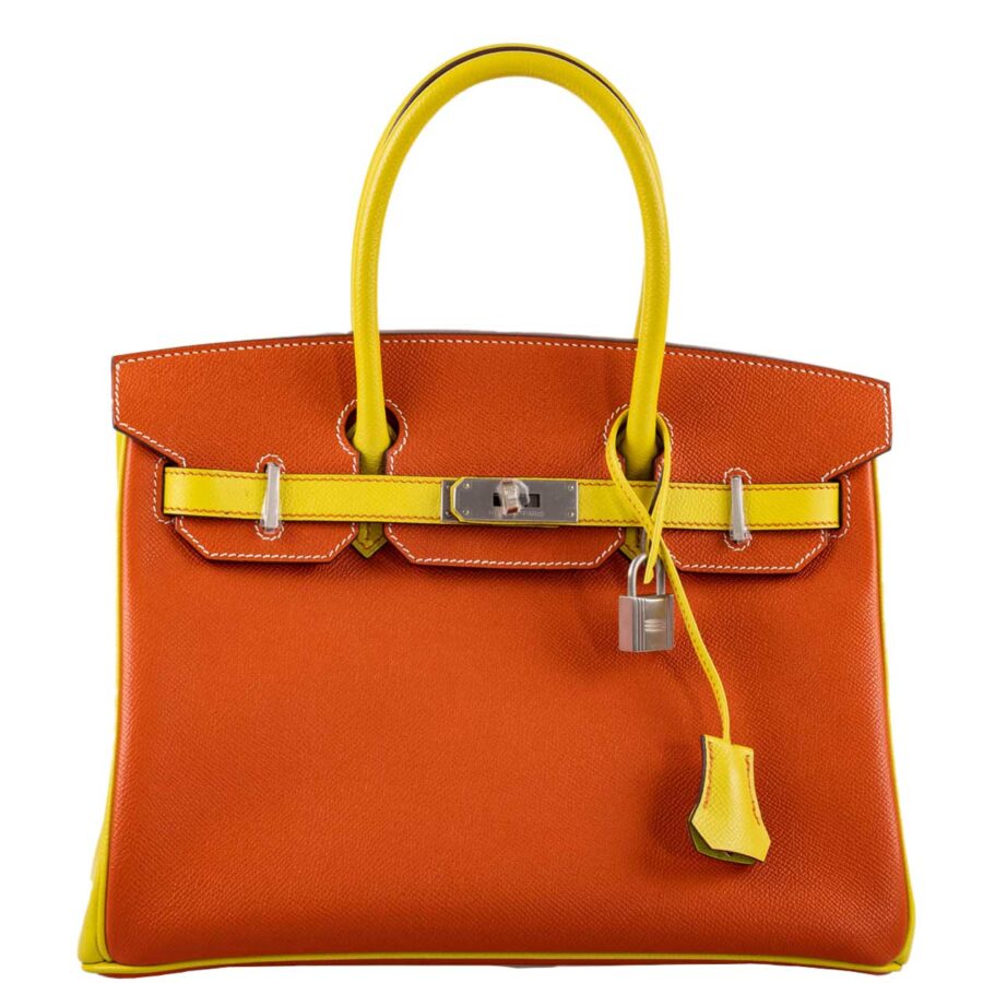 HermesHSS Birkin 30 Feu & Lime Epsom with Brushed Palladium Hardware -, Q Square | Studio Nafay