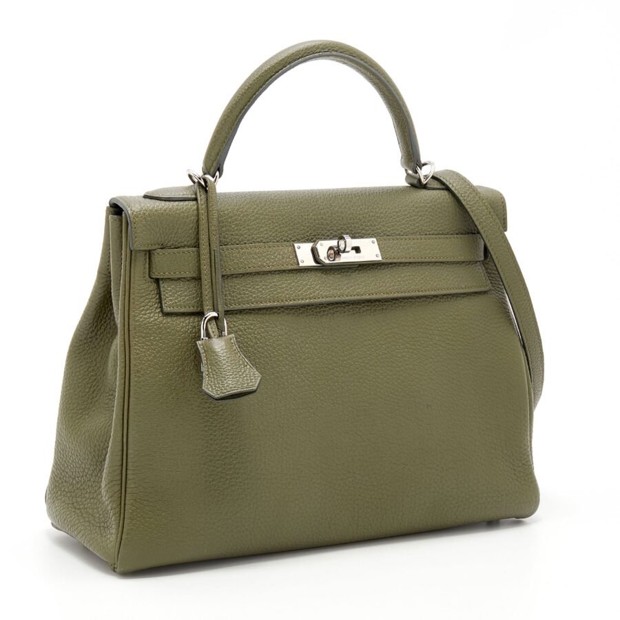 HERMÈS KELLY RETOURNE 32 VERT VERONESE TOGO LEATHER SHOULDER BAG | Studio Nafay