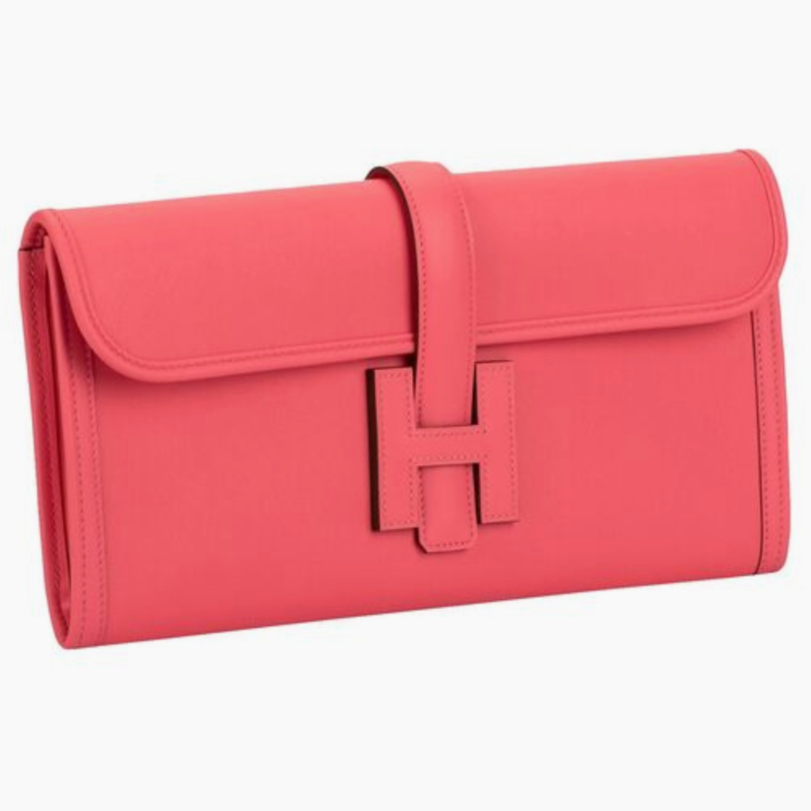 HERMÈS ROSE AZALEE JIGE ELAN CLUTCH BAG | Studio Nafay