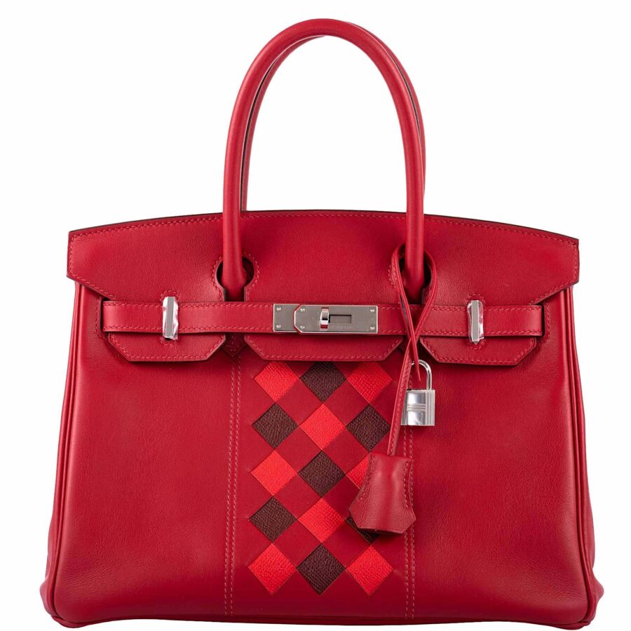 HermesTressage Birkin 30 Rouge de Coeur Swift, Rouge H & Piment Epsom Palladium Hardware -, D | Studio Nafay