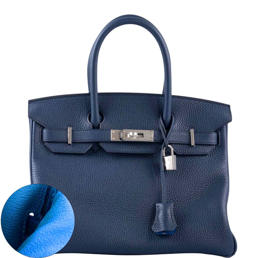HermesVerso Birkin 30 Blue de Prusse and Mykonos Clemence Leather Palladium Hardware | Studio Nafay