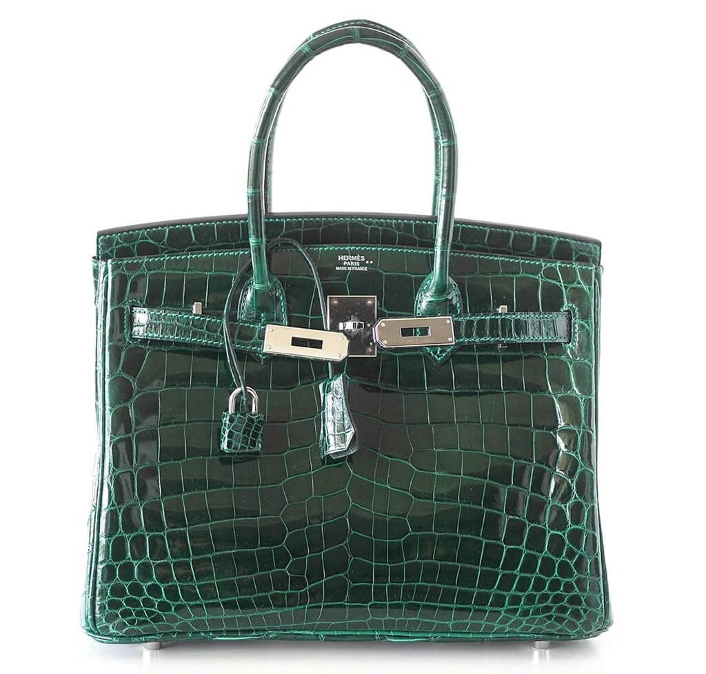 HermesBirkin 30 Bag Emeraude Niloticus Crocodile