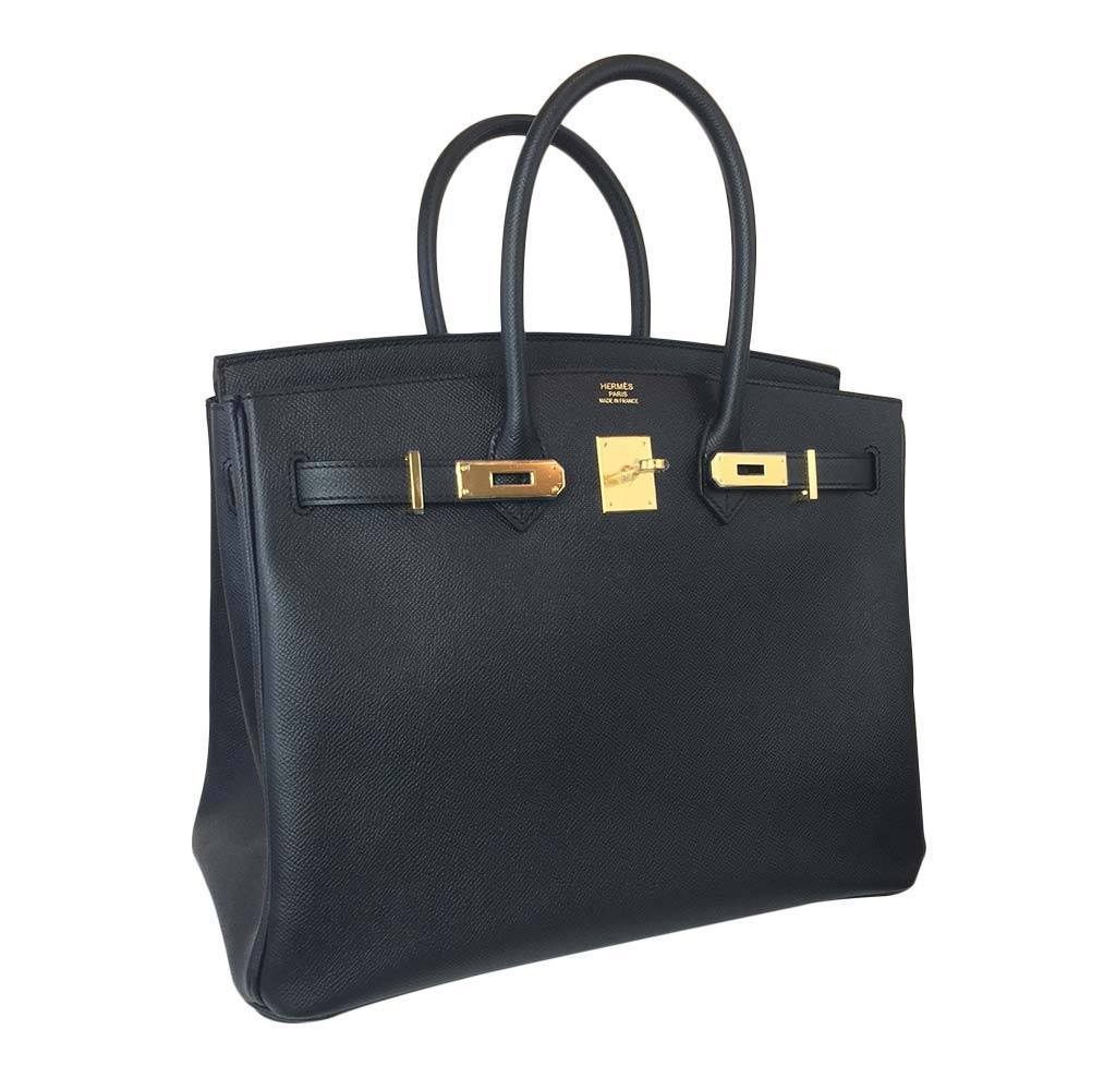 HermesBirkin 35 Black Epsom Bag GHW