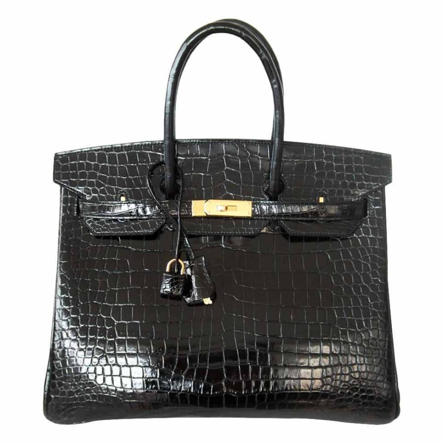 HermesBirkin 35 Black Porosus Crocodile Bag GHW | Studio Nafay