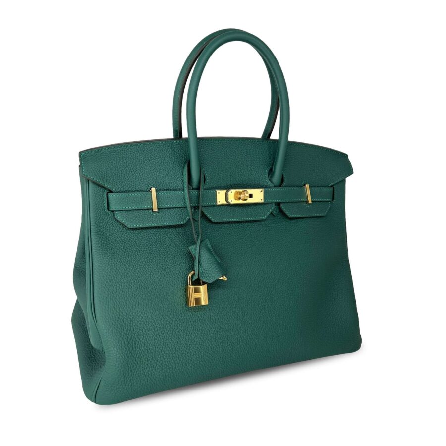 Luxury Hermes Birkin Malachite Togo Designer Bag B35 GHW | Studio Nafay