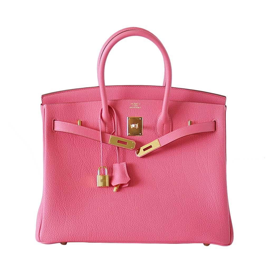 HermesBirkin 35 Rose Lipstick Bag GHW