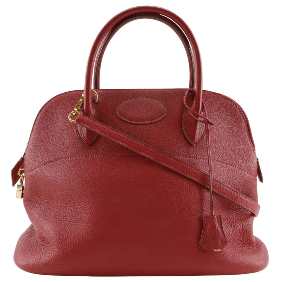 HERMES Handbag Taurillon Clemence Red/Gold Metal 2WAYShoulder Bored 35 Women | Studio Nafay