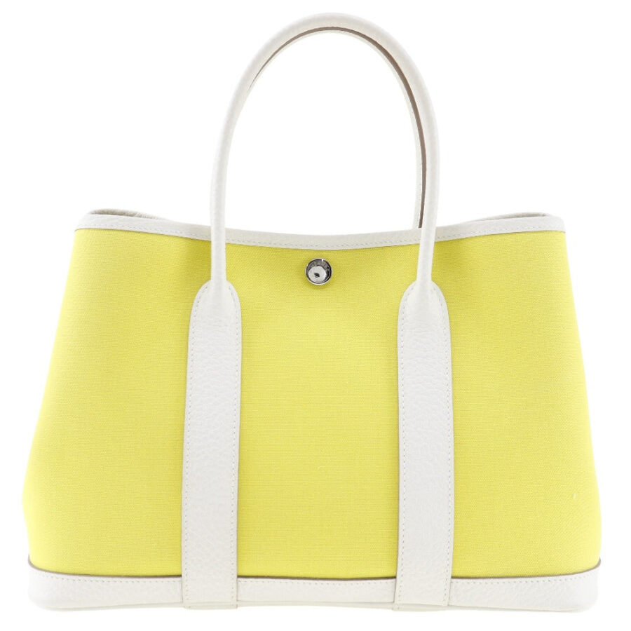 HERMES Handbag Toile Officier, Country yellow Garden party TPM | Studio Nafay