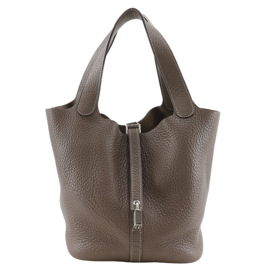 HERMES Handbag Taurillon Clemence black Pico Tan Lock MM | Studio Nafay