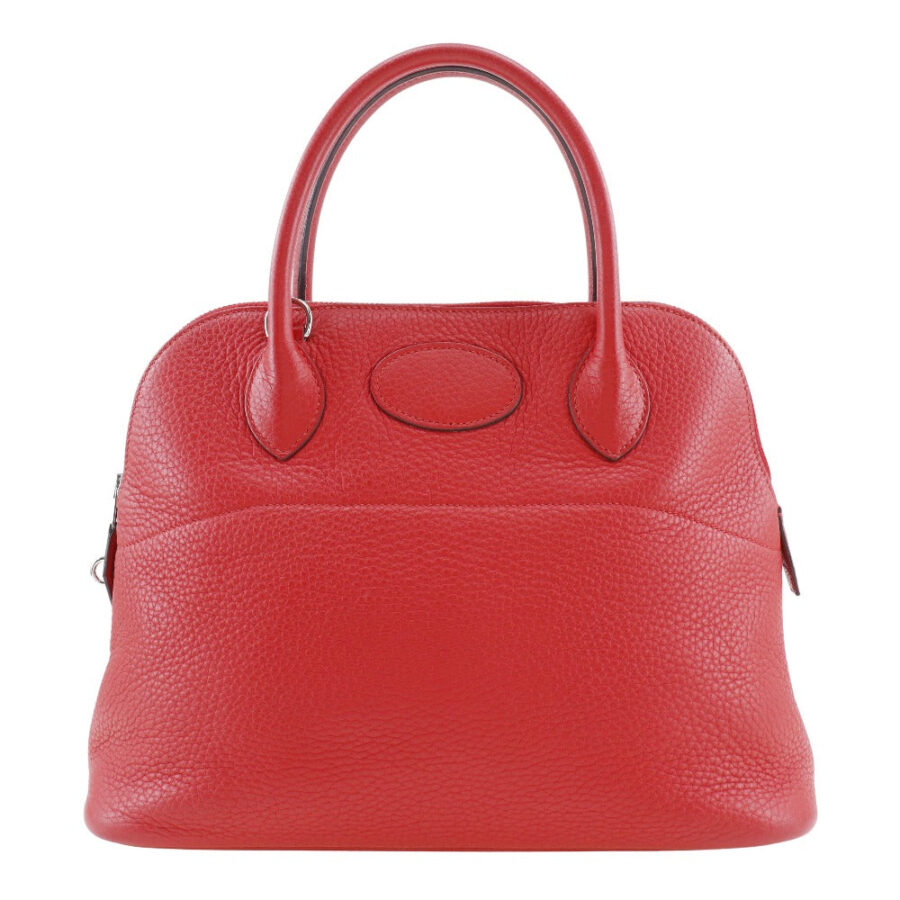 HERMES Handbag Taurillon Clemence Red/Silver Metal Bored 31 Women | Studio Nafay