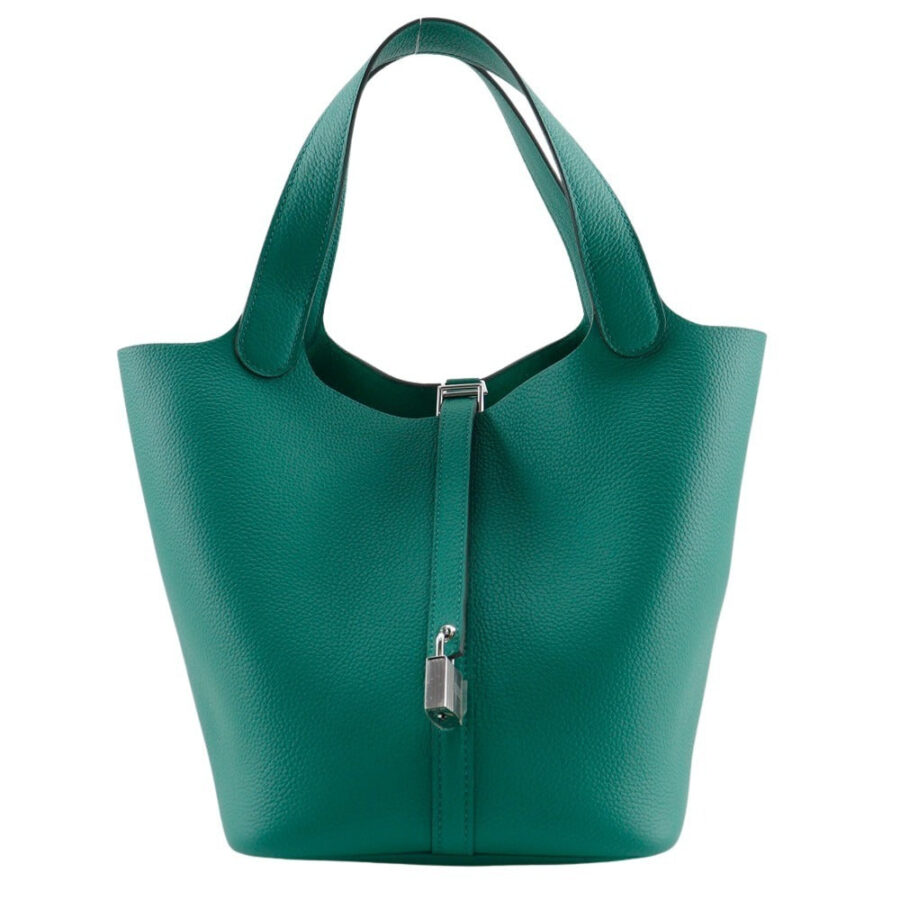 HERMES Handbag Taurillon Clemence Maurice Green Picotan Lock 22 MM | Studio Nafay