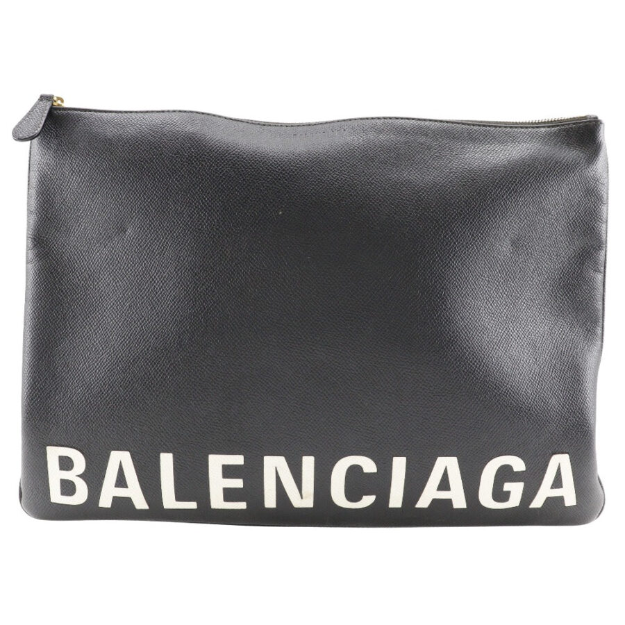 Balenciaga Leather Logo Clutch Bag | Studio Nafay