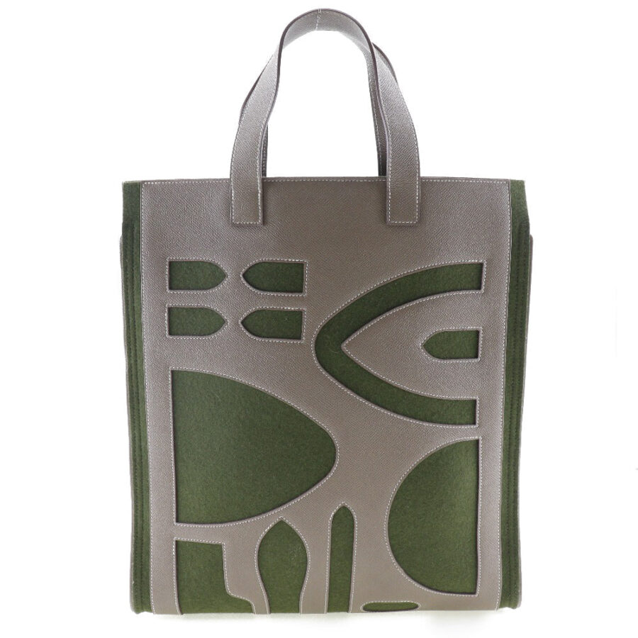 HERMES Tote Bag Epsom, felt Green / Brown Petit Ash unisex(Unisex) | Studio Nafay