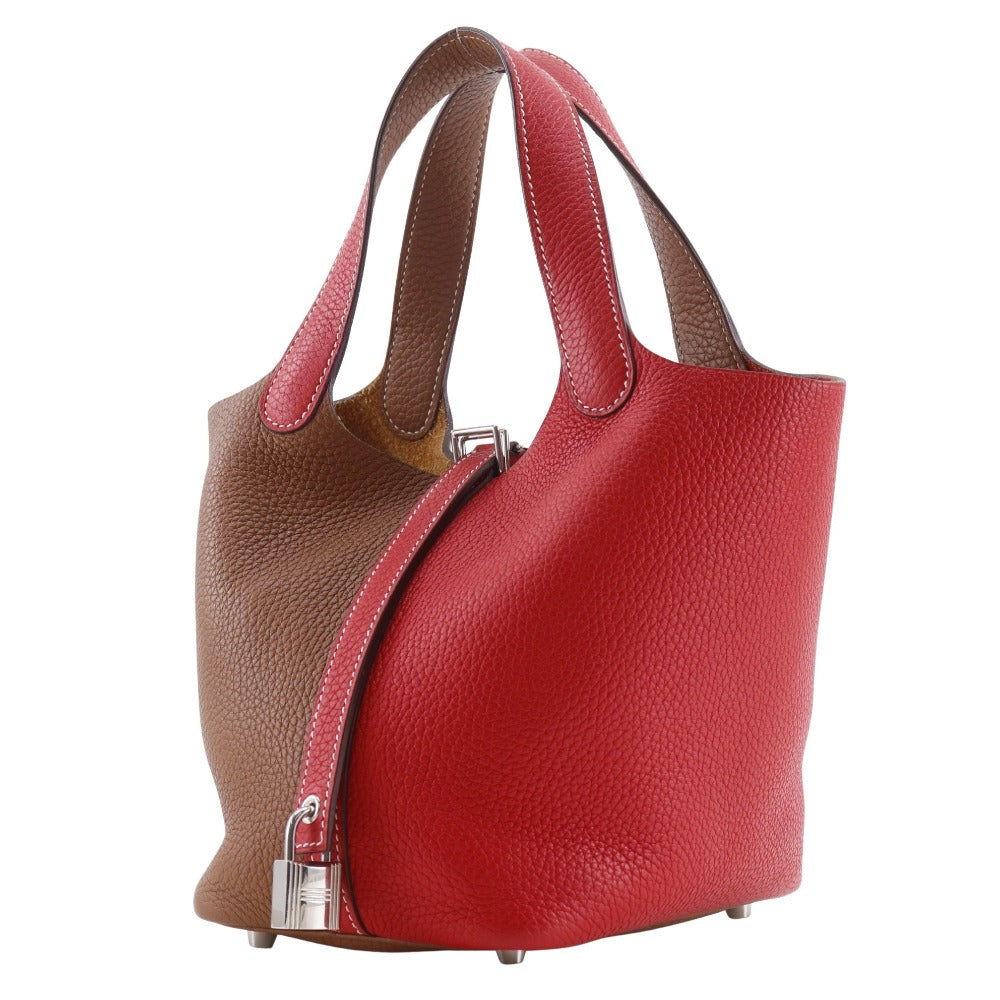 HERMES Handbag Taurillon Clemence White / red By color Picotin Lock Kazak