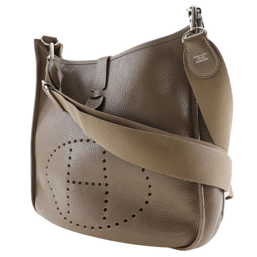 HERMES Shoulder Bag Taurillon Clemence SilverMetal Evelyn 3 GM Women