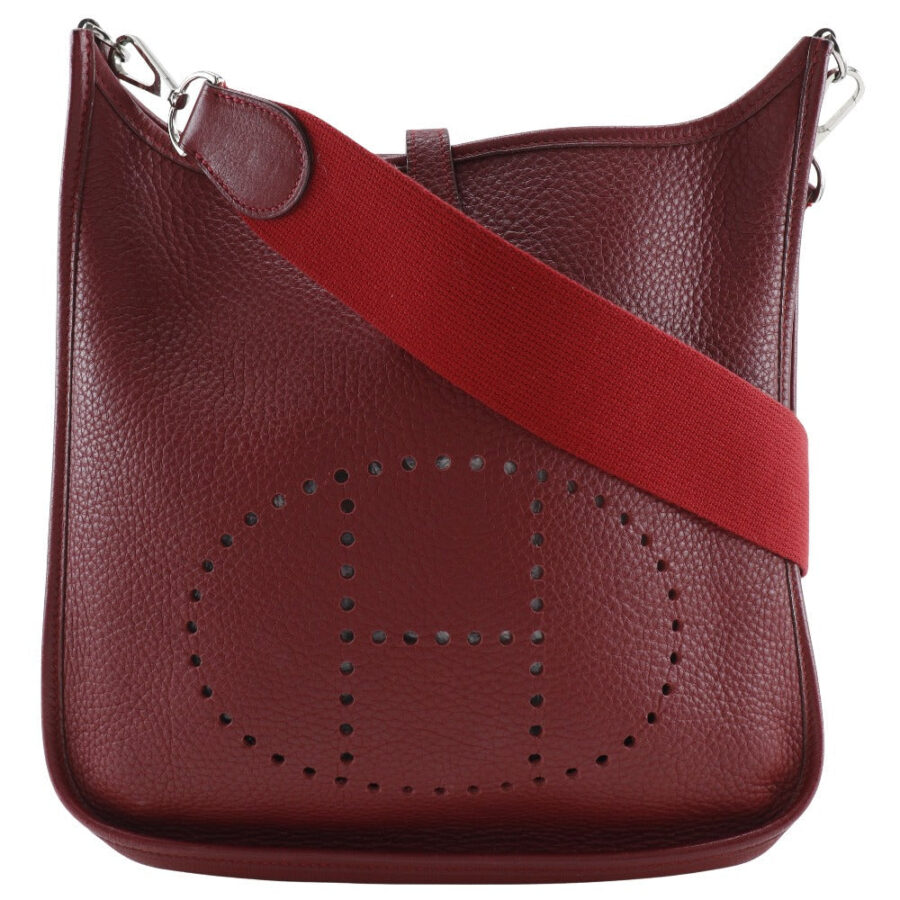 HERMES Shoulder Bag Taurillon Clemence Red/Silver Metal Evelyn 2 PM Women | Studio Nafay