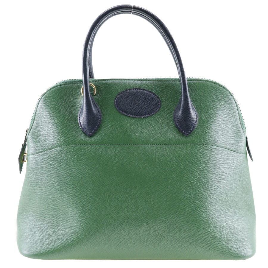 HERMES Handbag Courchevel Green / navy blue By color Bored 35 Women | Studio Nafay