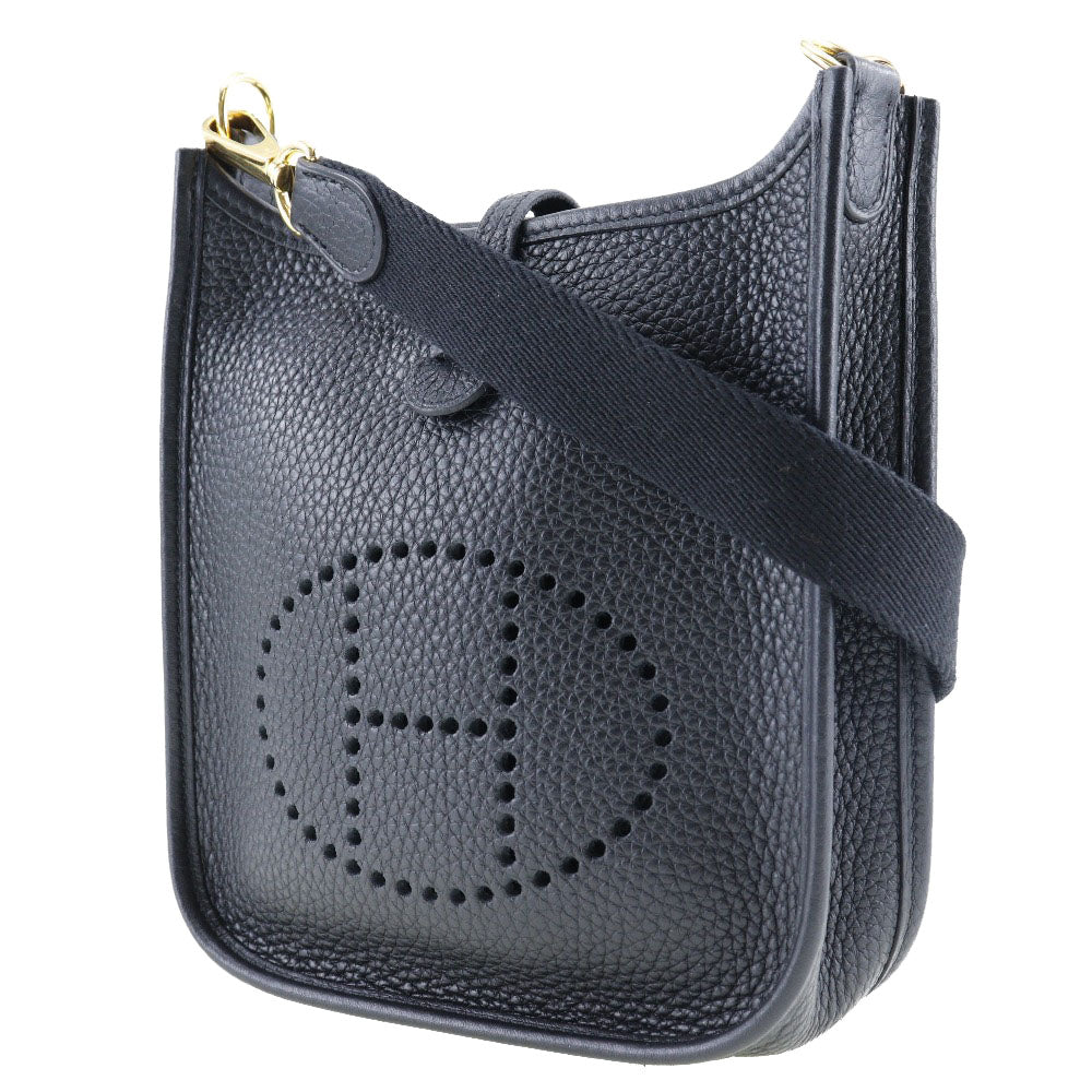 HERMES Shoulder Bag Taurillon Clemence Black/Gold Metal Amazone Evelyn TPM Women