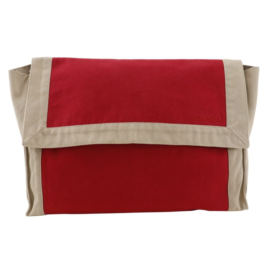 HERMES Clutch bag cotton Red In-bag Tapidocel | Studio Nafay