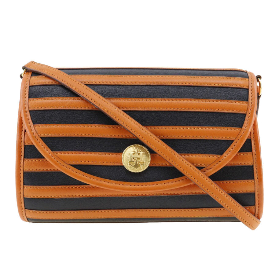 HERMES Shoulder Bag leather Orange / black Women | Studio Nafay